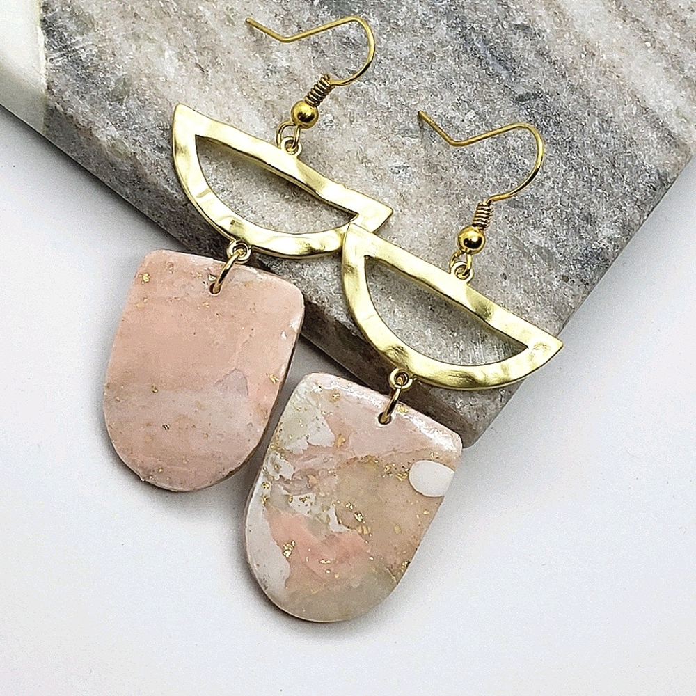 Translucent and pink gum drop earrings
